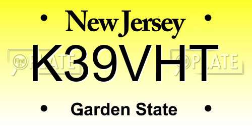 K39VHT New Jersey License Plate