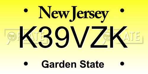 K39VZK New Jersey License Plate