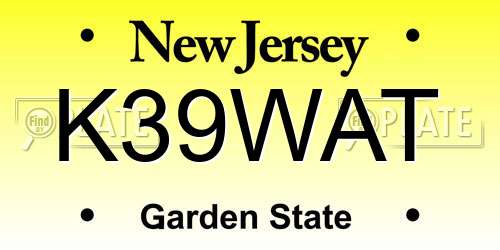 K39WAT New Jersey License Plate
