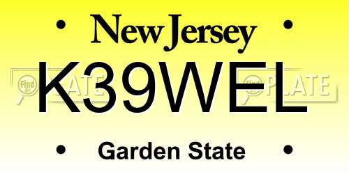 K39WEL New Jersey License Plate