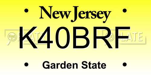 K40BRF New Jersey License Plate