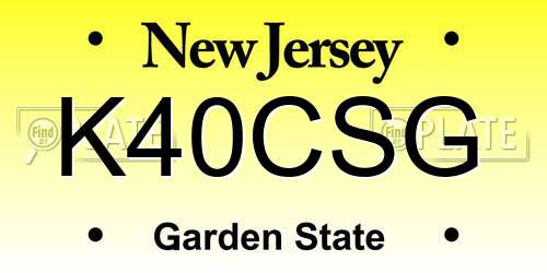 K40CSG New Jersey License Plate