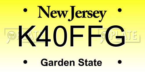 K40FFG New Jersey License Plate