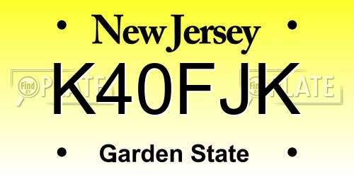 K40FJK New Jersey License Plate