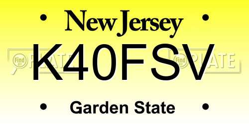 K40FSV New Jersey License Plate