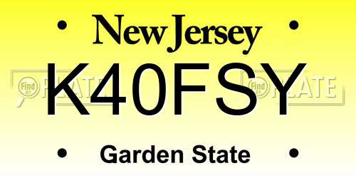 K40FSY New Jersey License Plate