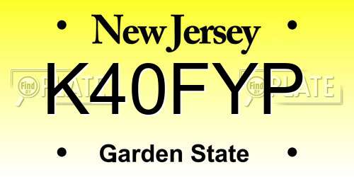 K40FYP New Jersey License Plate