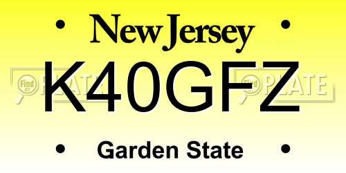 K40GFZ New Jersey License Plate