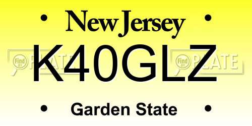 K40GLZ New Jersey License Plate