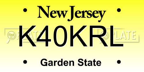 K40KRL New Jersey License Plate