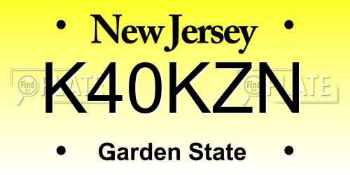 K40KZN New Jersey License Plate