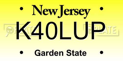 K40LUP New Jersey License Plate