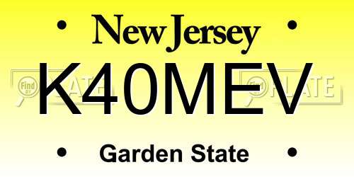K40MEV New Jersey License Plate
