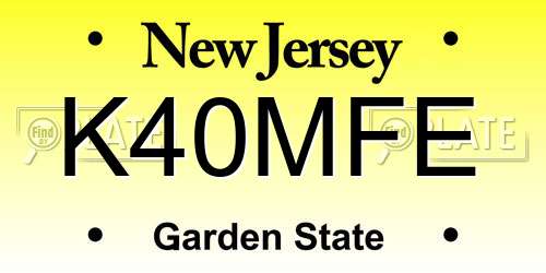 K40MFE New Jersey License Plate