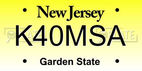K40MSA New Jersey License Plate