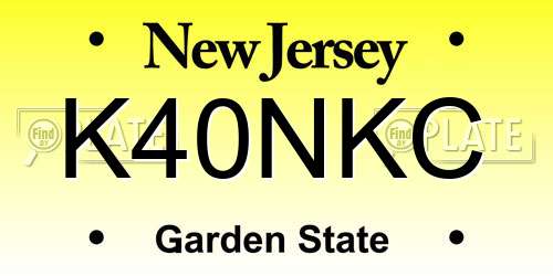 K40NKC New Jersey License Plate