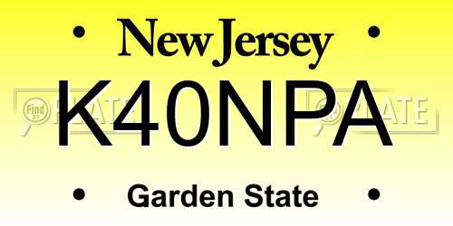 K40NPA New Jersey License Plate