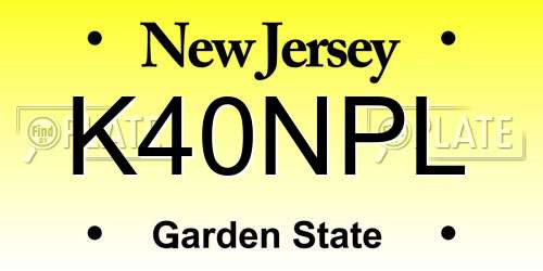K40NPL New Jersey License Plate