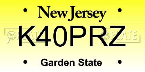 K40PRZ New Jersey License Plate