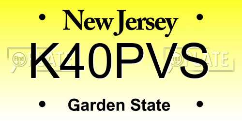 K40PVS New Jersey License Plate