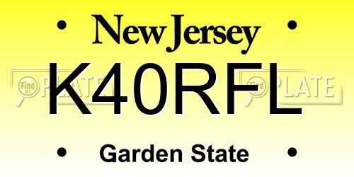 K40RFL New Jersey License Plate