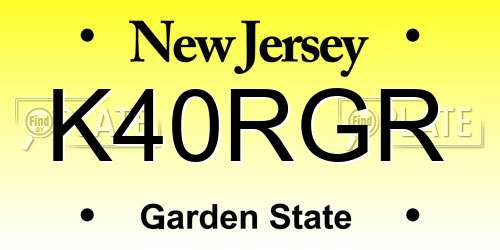 K40RGR New Jersey License Plate