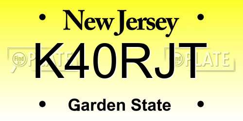 K40RJT New Jersey License Plate