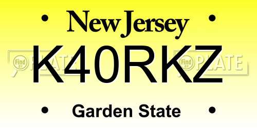 K40RKZ New Jersey License Plate