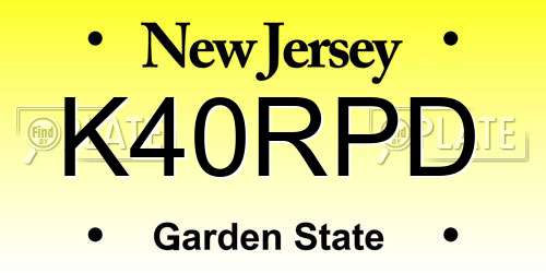 K40RPD New Jersey License Plate
