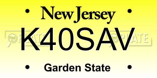 K40SAV New Jersey License Plate