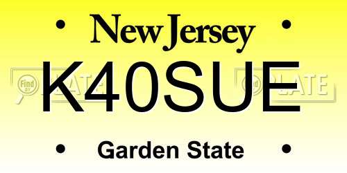K40SUE New Jersey License Plate