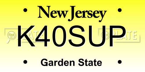 K40SUP New Jersey License Plate