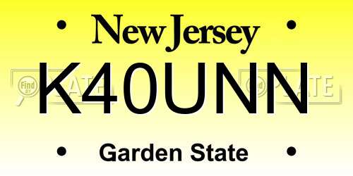 K40UNN New Jersey License Plate
