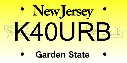 K40URB New Jersey License Plate
