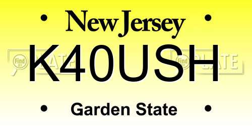 K40USH New Jersey License Plate