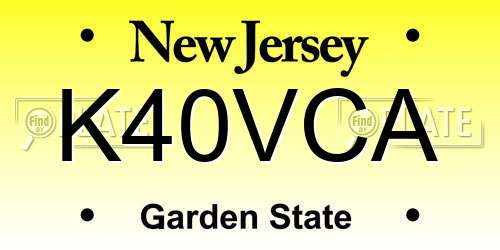 K40VCA New Jersey License Plate