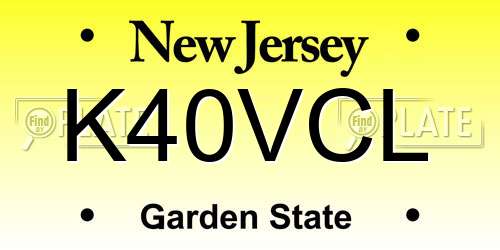 K40VCL New Jersey License Plate