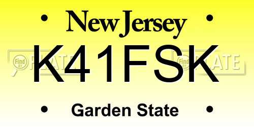 K41FSK New Jersey License Plate