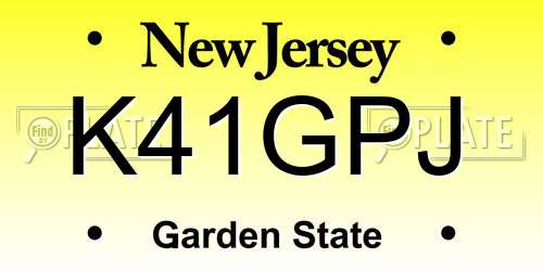 K41GPJ New Jersey License Plate