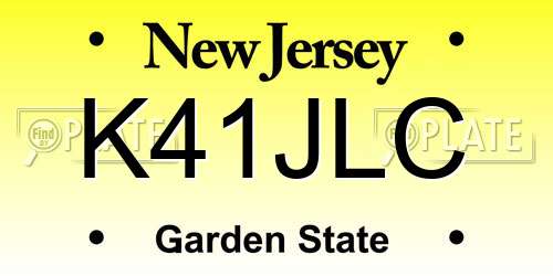 K41JLC New Jersey License Plate