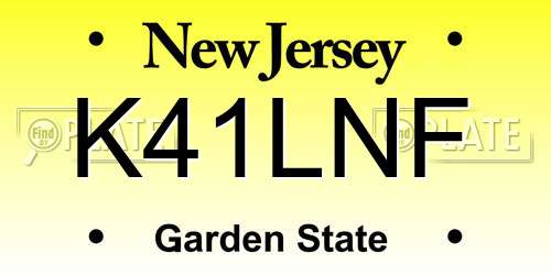 K41LNF New Jersey License Plate