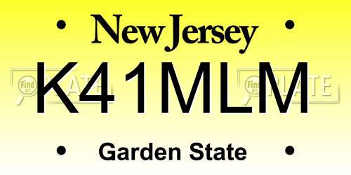 K41MLM New Jersey License Plate