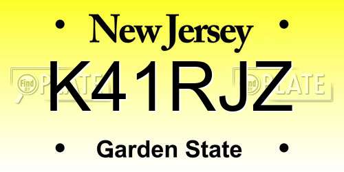 K41RJZ New Jersey License Plate