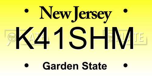 K41SHM New Jersey License Plate