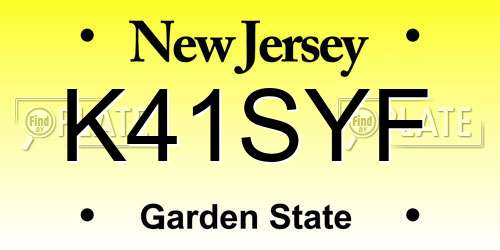 K41SYF New Jersey License Plate