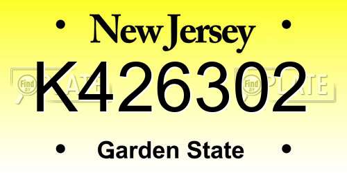 K426302 New Jersey License Plate