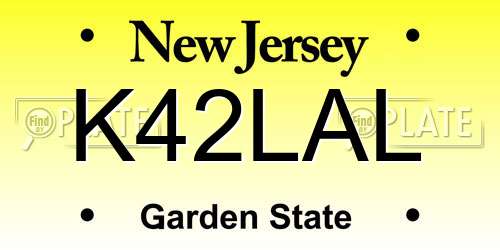 K42LAL New Jersey License Plate