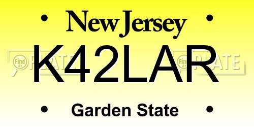 K42LAR New Jersey License Plate