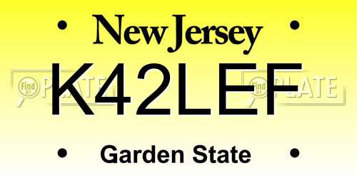 K42LEF New Jersey License Plate