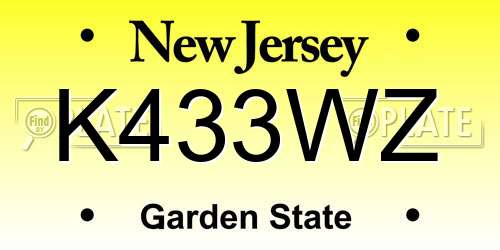 K433WZ New Jersey License Plate